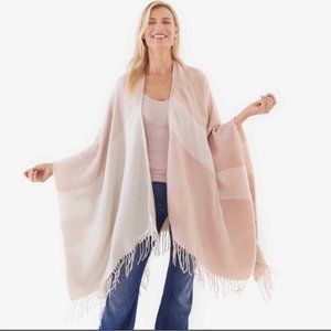 SOIA & KYO Versitile Rose/Cream Cape Blanket Shawl Sweater (OS)